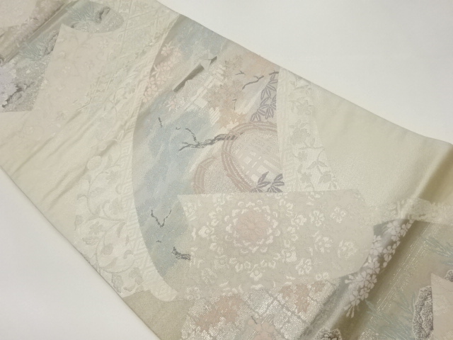 鬘帯に華紋・花々模様織出し袋帯